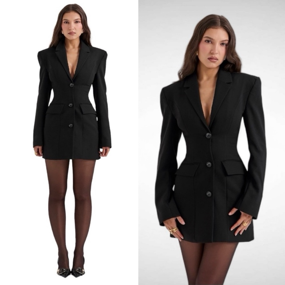 House of cb Amia Black‎ Blazer Mini dress black size M regular length NWOT - Picture 2 of 11